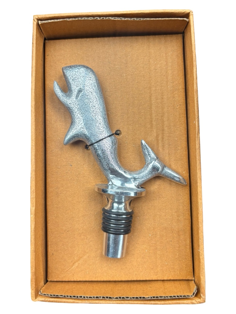 Mud Pie Silver Whale Bottle Stopper